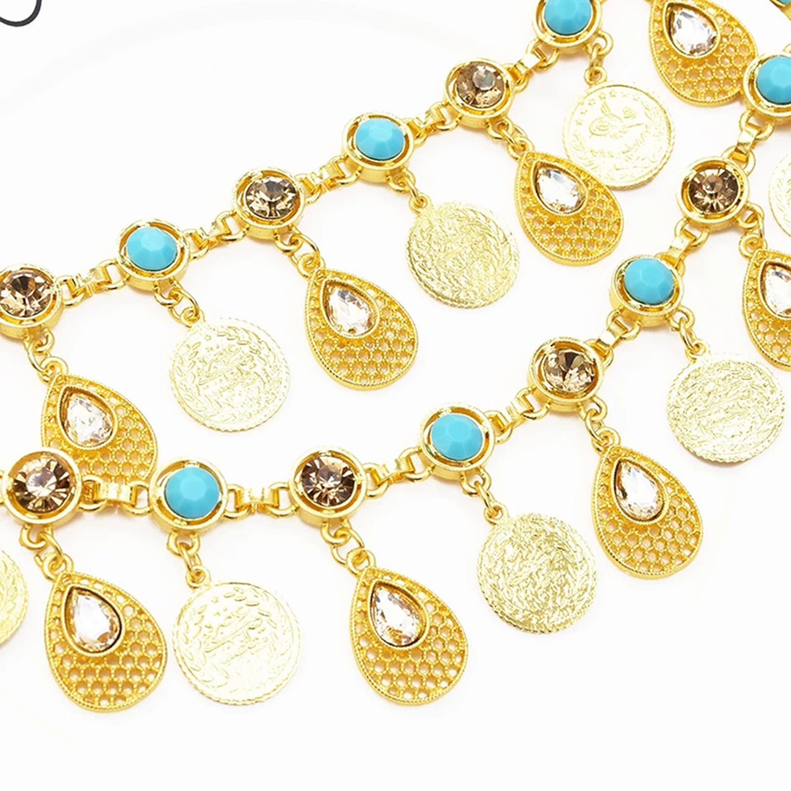 RWRAPS Damen Bauch Taille Kette Tanzgürtel Strandgürtel Bohemian Kette Retro Münze Quaste Gürtel Bauchschmuck Damen Accessoires, Gold (Silber)