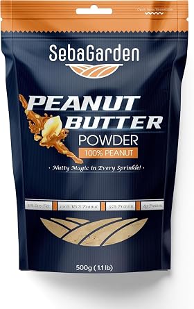 Seba Garden Pure Peanut Butter Powder, 500g Defatted, 87% Less Fat,Healthy, Plant Based,Vegan Protein, Non-GMO, Certified Gluten Free and Vegan, Keto Friendly
