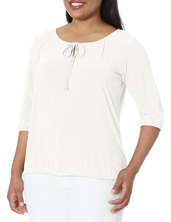 Star Vixen Women's Plus Size Peasant Top with 3/4 Sleeve and Elastic Hem by Star Vixen - Used condition - US$7.63