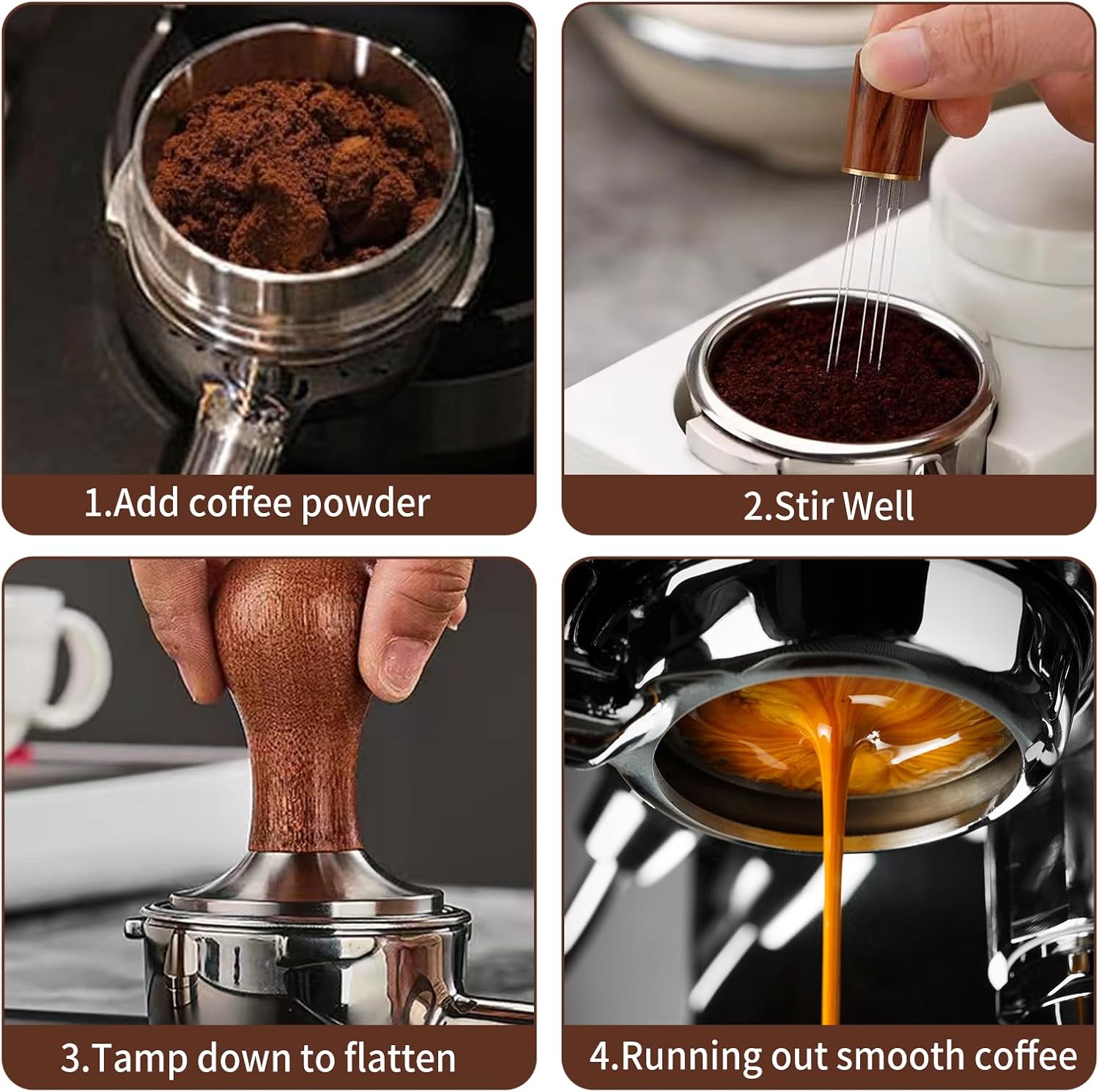 Gmnuiy51mm Coffee Tamper Set 24PCS, Espresso Accessories Kit Barista Kit,316stainlesss Tamper & WDT Tool,316stainlesss Frothing Pitcher, Stirrer, Tamper Mat, Latte Art Pen Coffee puck screen