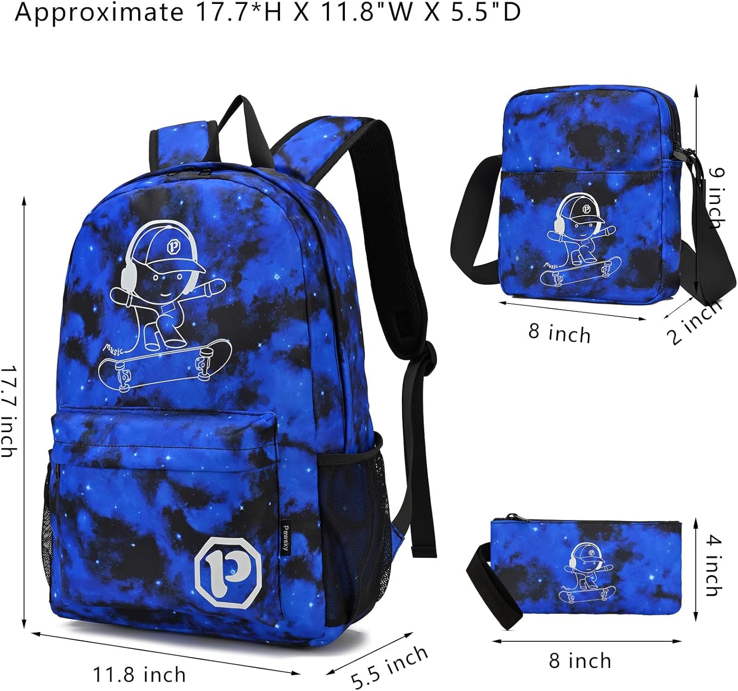 Lightweight Laptop Bag School Backpack for Boys, Skateboard Anime Luminous Elementary Kids Backpack Middle School Bags College Bookbag Travel Daypack for Teen Boys and Girls - Image 6