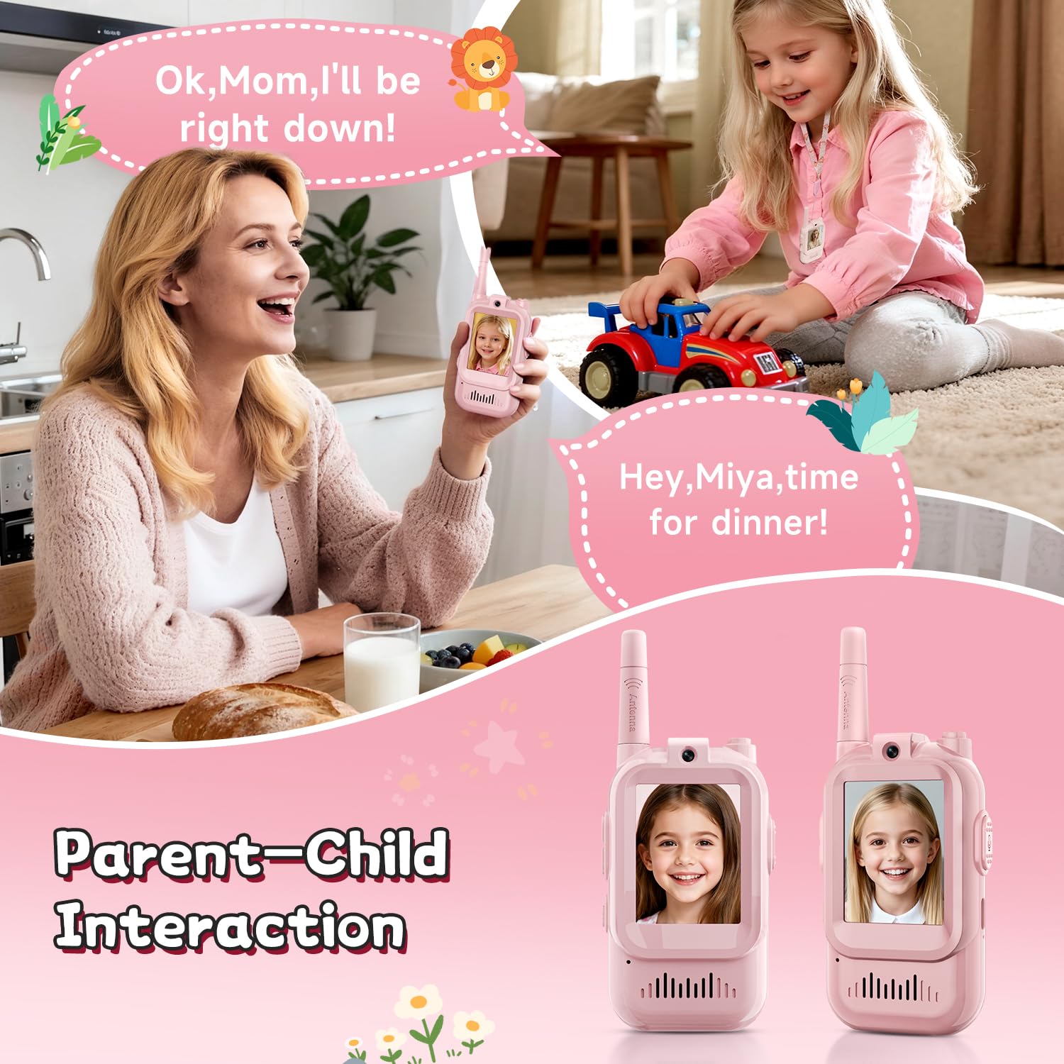 Fydun Mini talkie-walkie pour enfants 3 pièces talkies-walkies pour enfants lampe de poche LED