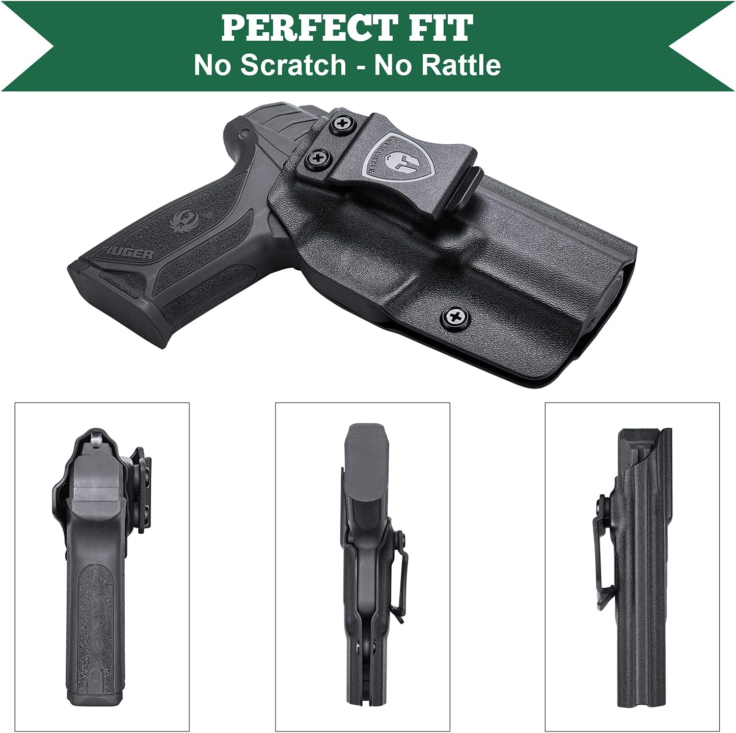Ruger Security 9 Holster, IWB Kydex Holster Fit: Ruger Security 9 / Security 9 Compact Pistol, Inside Waistband Concealed Appendix Carry Holster, Adj. Cant & Posi-Click Retention