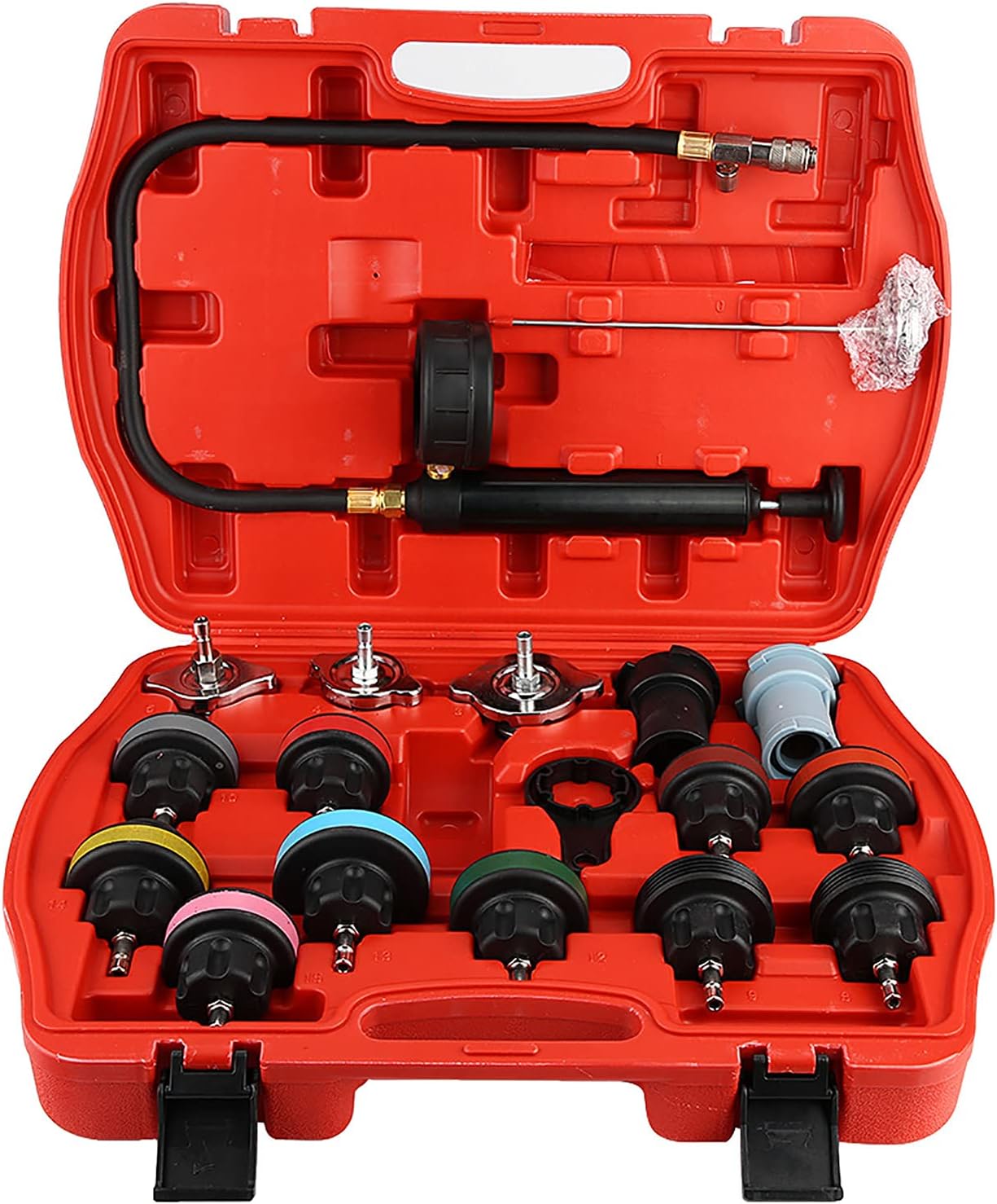 18pcs Car Cooling System Detector Tool Kit, Universal Water Tank Leak Tester for Cars Trucks RV