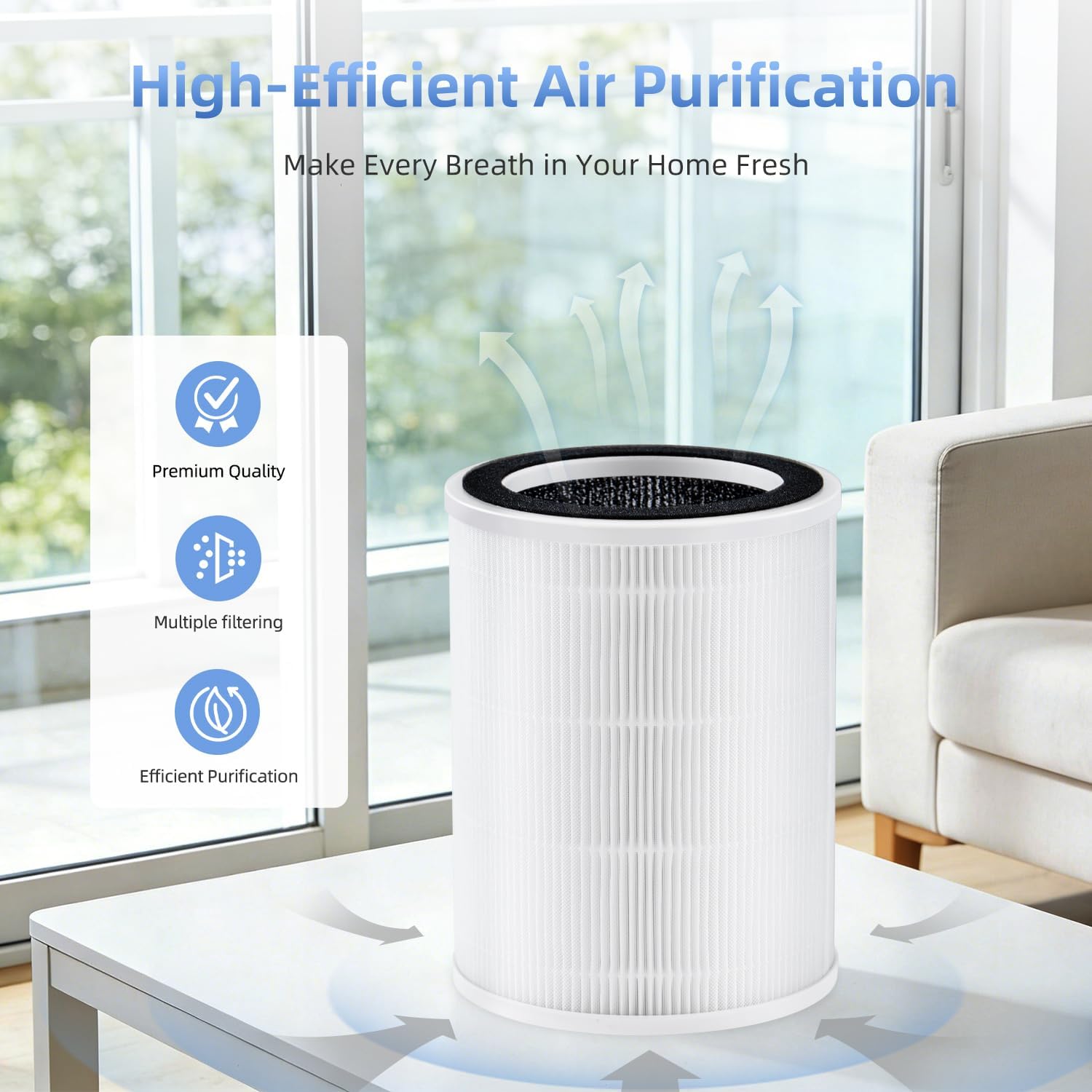 HAP606 Replacement Filter Compatible with ECOSELF HAP609 For XenonLab VisionAir、FreAire HAP606 Air Purifier, 3-in-1 High-Efficiency Activated Carbon(2 Pack)
