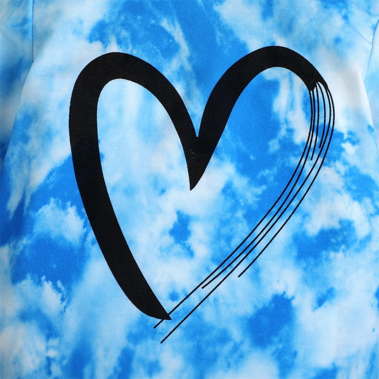 Toddler Baby Girls Clothes Long-sleeve Tie Dye Hoodie Pullover and Sweatpants Heart Print Hooded Outfits Set Blue Tie Dye 4-5T image 6 of 8 B0F83XS92M