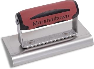 Marshalltown Curved Concrete Edger 6x3 Stainless Steel Blade, 1/2 Lip 3/8 Radius, DuraSoft Handle, Made in USA - 136SSD