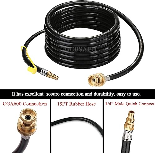 Miniatura 2 de Manguera de propano de conexión rápida de 1 libra, electrodomésticos portátiles, 15 pies de conexión rápida de reemplazo del convertidor de manguera