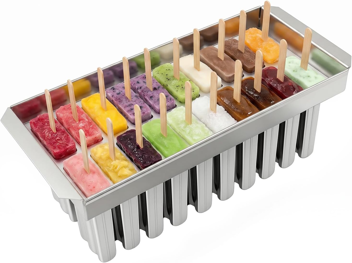 20/30Pcs Popsicle Maker Mold Set，Stainless Steel Ice Lolly Popsicle Molds Kit，Ice Pop Lolly Popsicle Ice Cream Stick Holder，Commercial Ice Pop Lolly Popsicle Molds (20Pcs Style2)