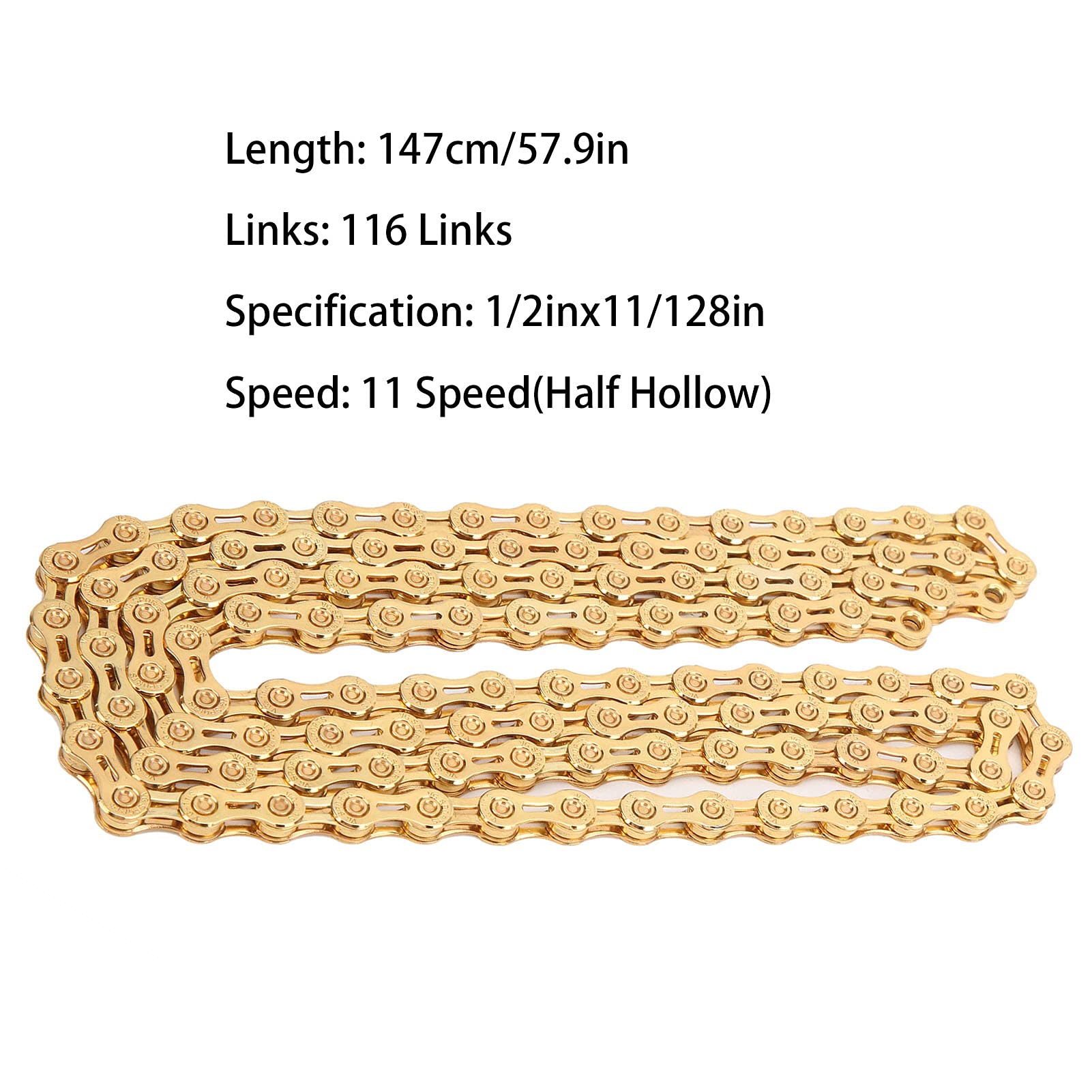 Mountainbikeketting, 11-speed Ketting 116 Schakels 1/2inx11/128in Fietsketting Lichtgewicht Fietskettingen Voor Racefiets/MTB/BMX