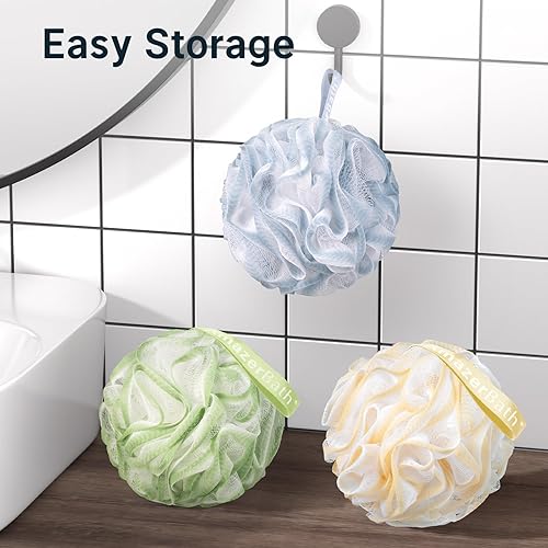 Miniatura 7 de AmazerBath Esponja de lufa, esponja de ducha de 2.12 ozPCS  Juego de 3 tintes tranquilos trío de esponjas de baño para hombres y mujeres