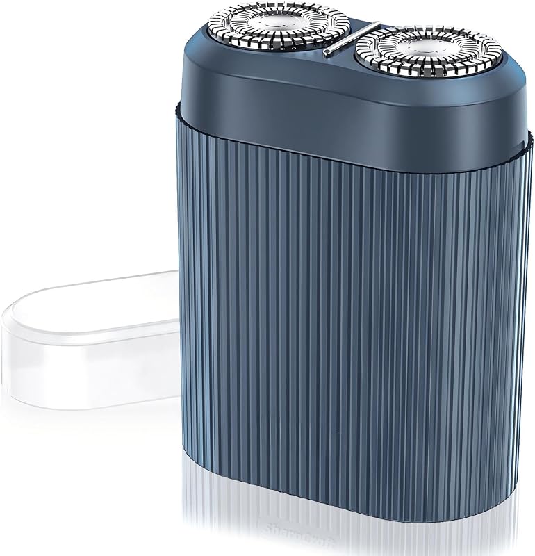 Barbeador elétrico Generic de tela com duas cabeças, recarregável via USB-C, azul-marinho