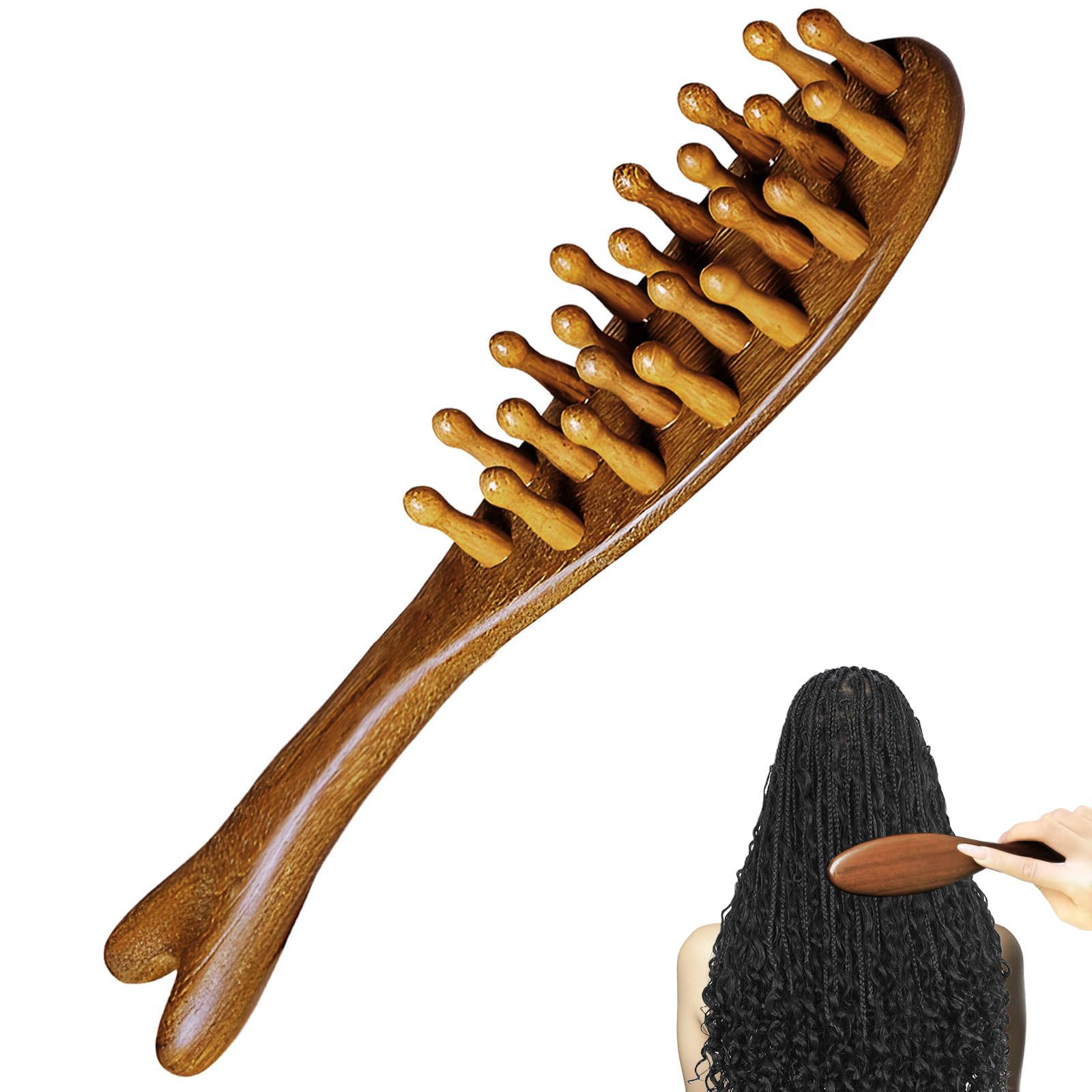 Cepillo Masajeador de Cuero Cabelludo, Cepillo Masajeador de Cabeza de Madera, Cepillo para Masaje Capilar y Cuidado del Crecimiento del Cabello