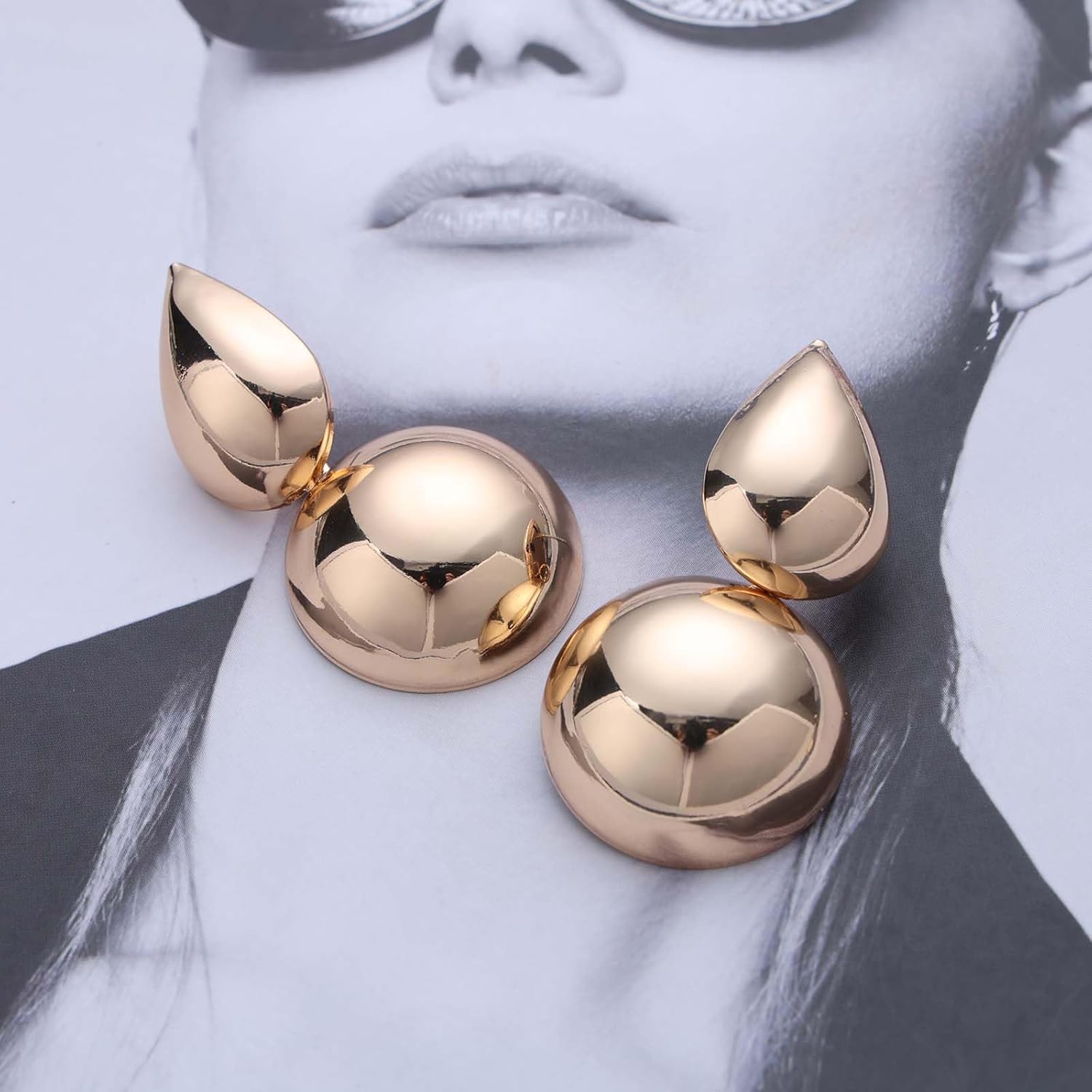 Exaggerated Gold Dangle Drop Earrings Metal Teardrop Earrings Chunky Polishe Gold Stud Earrings Minimalist Large Waterdrop Earrings Geometric Droplet Earrings Jewelry for Women(Gold Teardrop) - Image 6