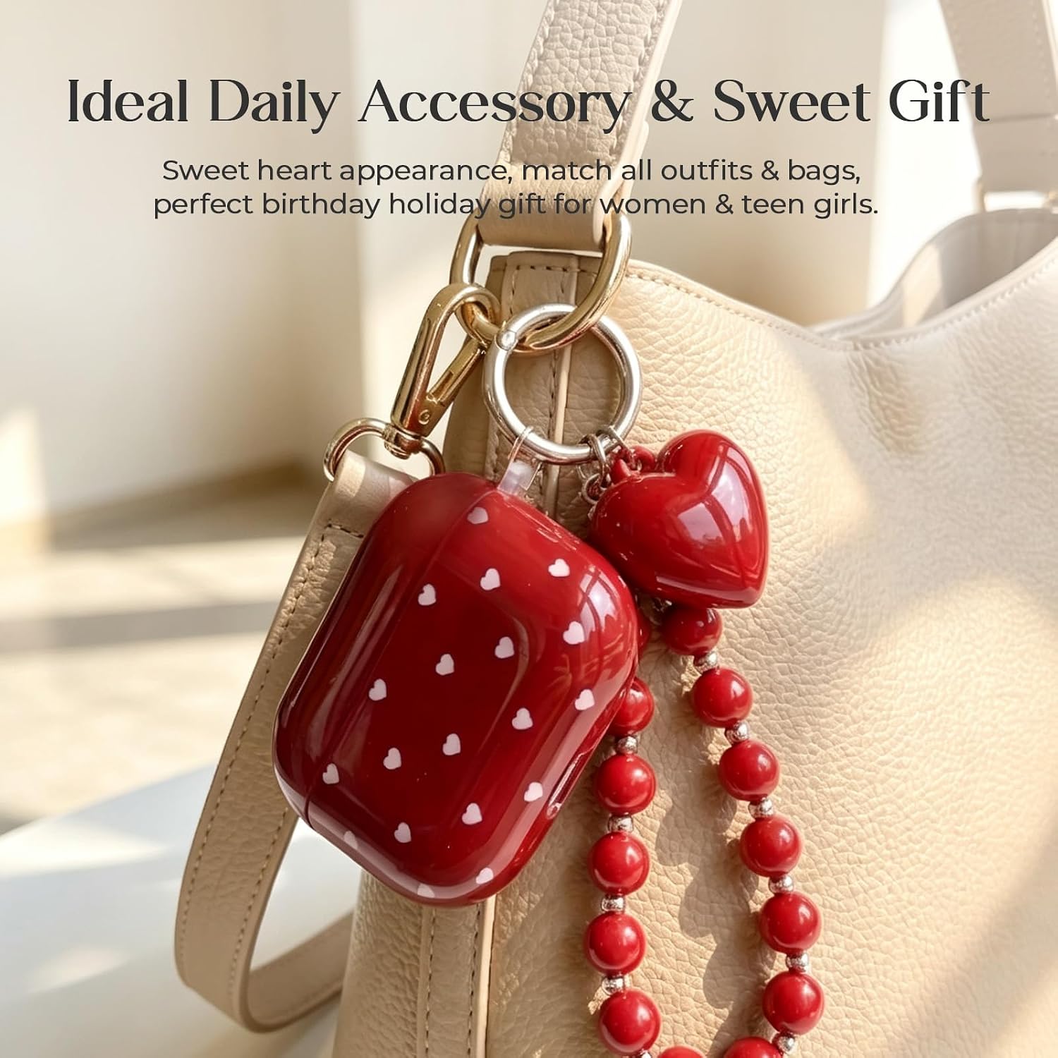 for Airpods Pro 3 Case Clear Hard Plastic,Simple Cute Airpods Pro 3rd Generation Case with Keychain, Y2k Aesthetic Airpods Cover Accessories for Women Girl, Red-Heart