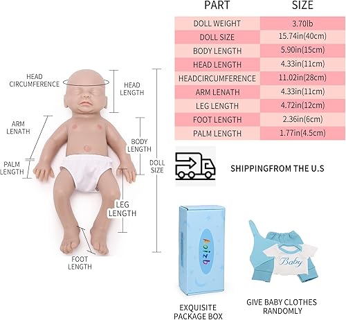 Miniatura 6 de Aoizb Muñeca realista de silicona de cuerpo completo de 15 pulgadas, no muñeca de vinilo, muñeca recién nacida de silicona suave