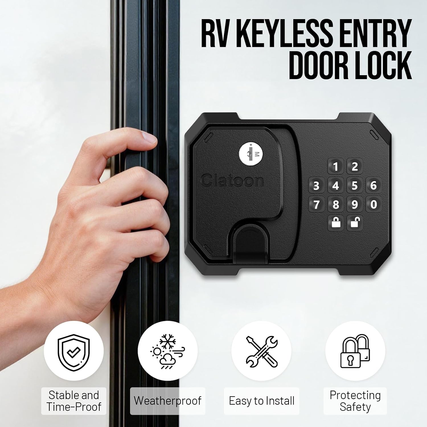 RV Keyless Entry Door Lock Replacement with Keypad and Remote, Full Metal Camper Door Lock Upgraded Lock Core for RV Accessories, Travel Trailer, Lock Hole 3.75" X 2.75" X 1.5"