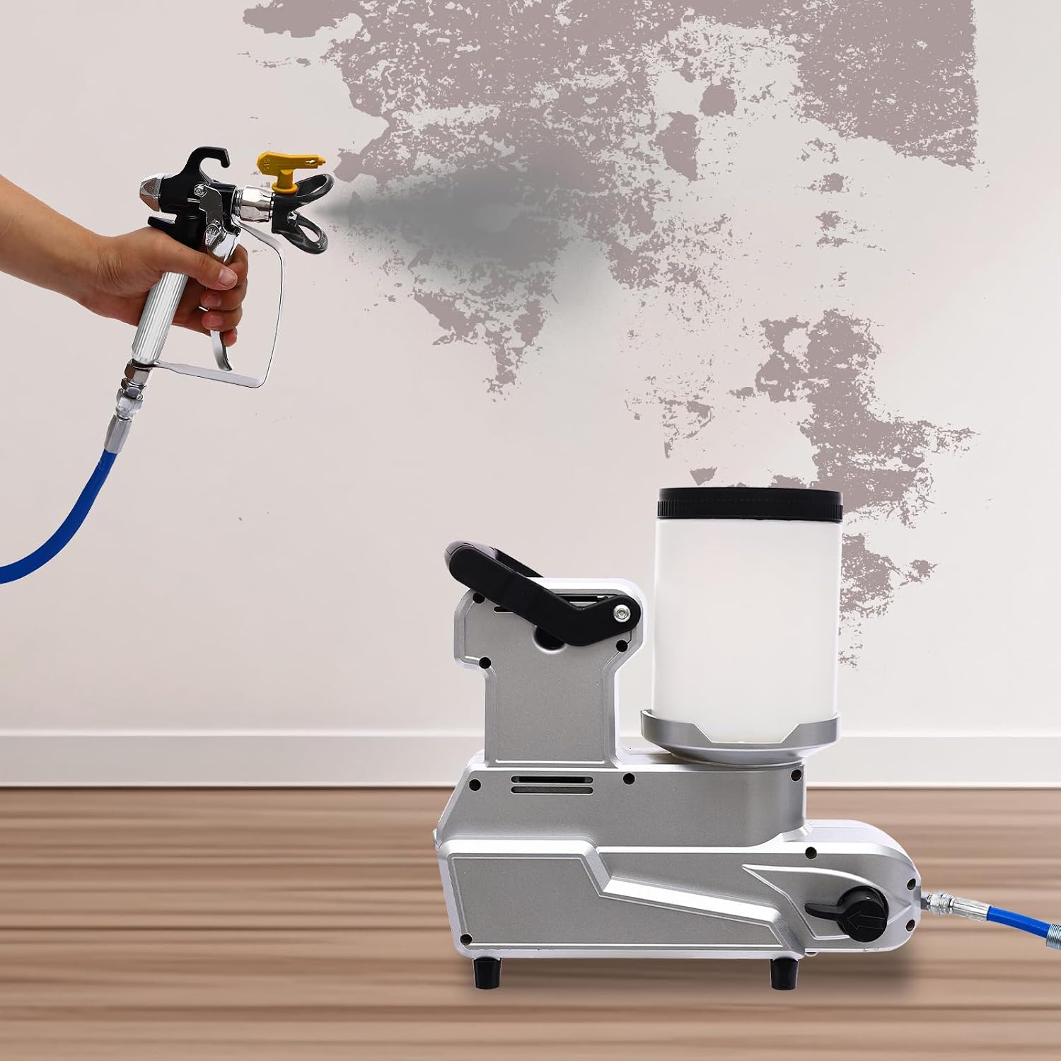 Airless Paint Sprayer, 1600W High Pressure Efficiency Airless Stand Sprayer Adjustable Pressure Electric Paint Sprayers with 16.4ft Hose for Indoor Outdoor Painting Projects