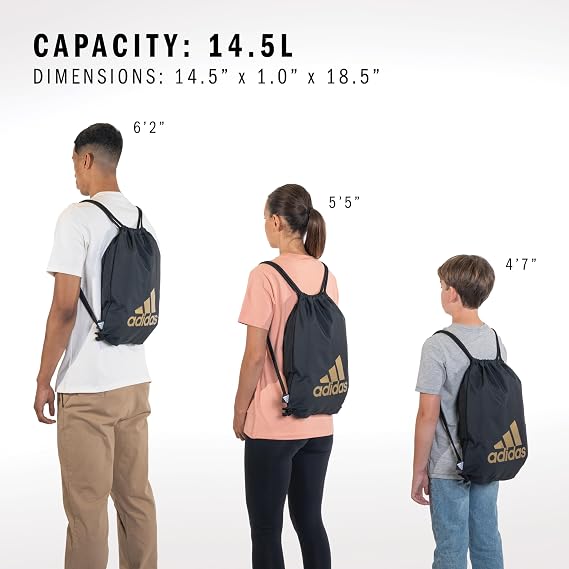 adidas Ready Sackpack Drawstring Backpack Lightweight Small Gym Bag