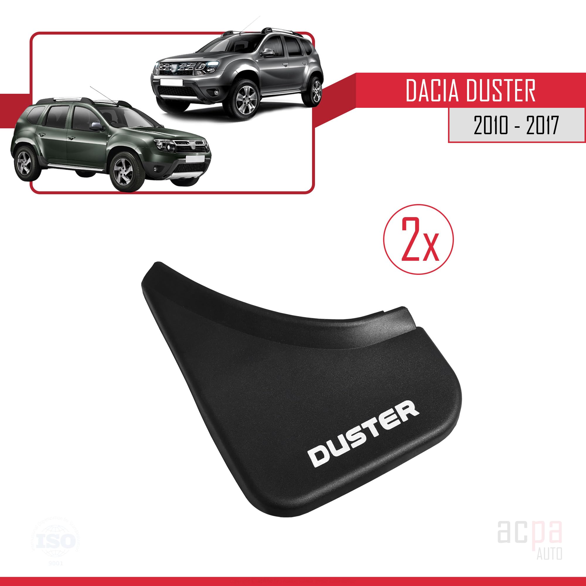 Acpa Paraspruzzi per Dacia Duster 2010-2017 anteriore e posteriore, set da 4 pezzi