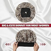 Vista 2 de 2 piezas de gorro de satén para dormir, gorros de seda para el cabello, gorro de dormir de seda con banda elástica suave, envoltura de cabello