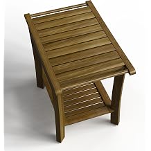 Teak Wood Shower Bench 14"/ 20"/ 30" Wide - Bathroom/spa/tub Teak Shower Stool seat w/Shelf & arms, Waterproof Heavy Duty Teak Wooden Shave Bench 14in