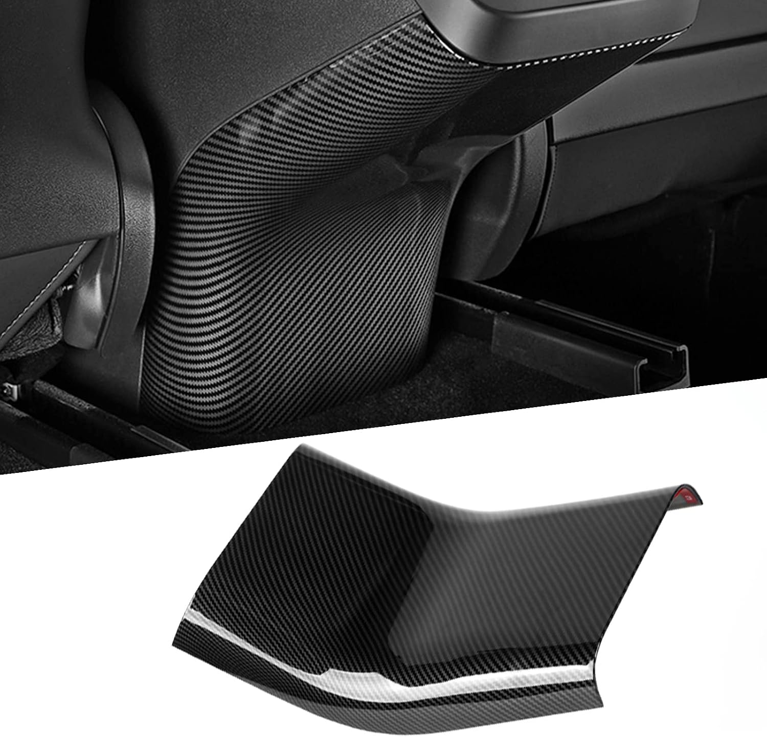 FASTCHE Fit for 2017-2023 Tesla Model 3 / Model Y Rear Air Condition Vent Anti Kick Cover Protector for Tesla Model 3 / Y Accessories (ABS Glossy Carbon Fiber)