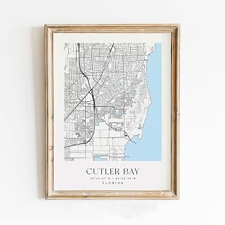B&W Poster of Cutler Bay Florida Fl City (2) | 11x17 12x18 16x24 24x36 Unframed Modern Print Wall Art | Minimalism Hometown City Traveler Gift | Minimalist Home Office Decor 4