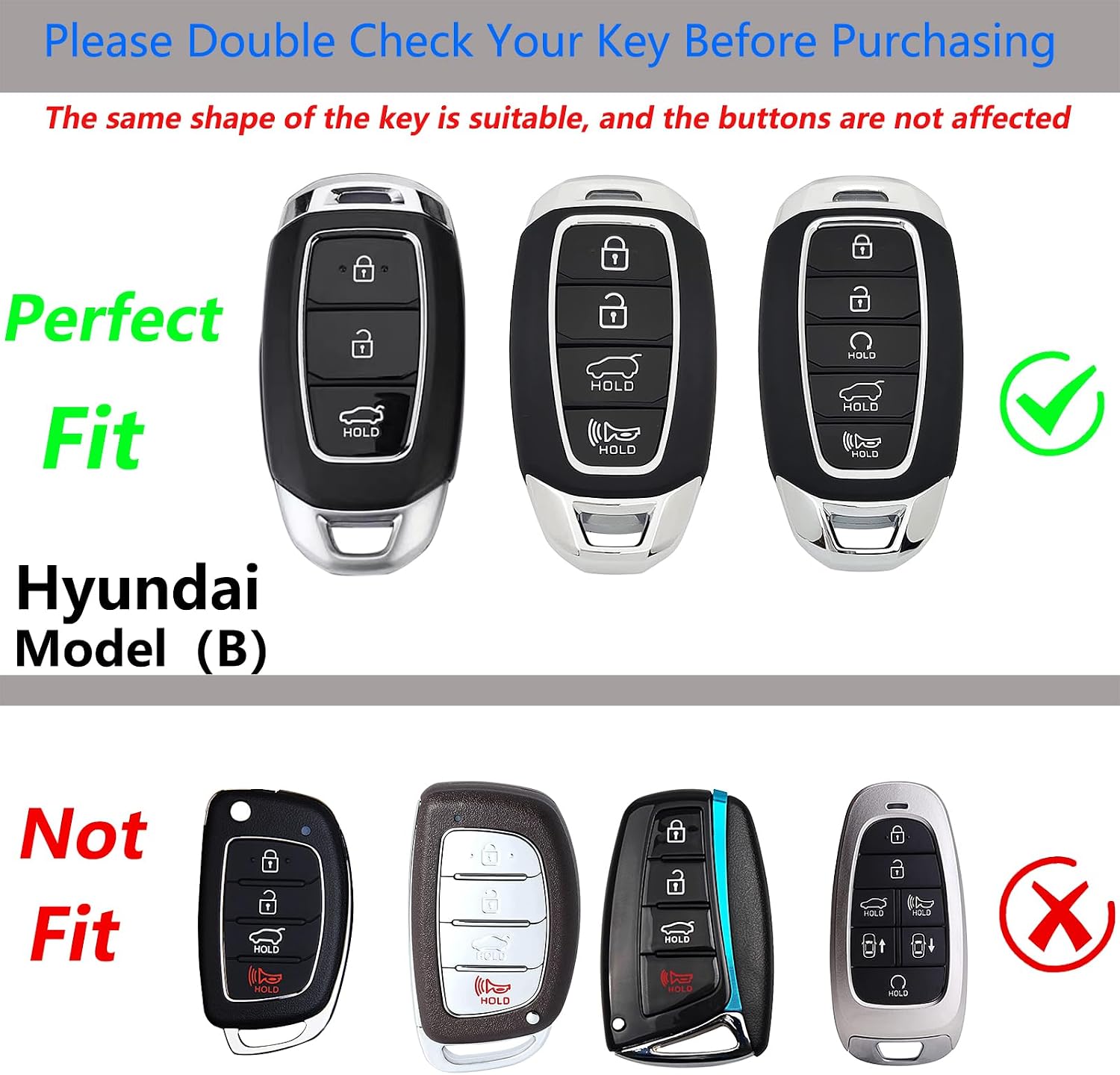 for Hyundai Key Fob Cover with Keychain,Stylish and Durable Zinc Alloy Protection Key Case Compatible with 2019 2020 2021 2022 2023 Elantra Palisade Kona Santa Remote Key Shell Accessories image 2