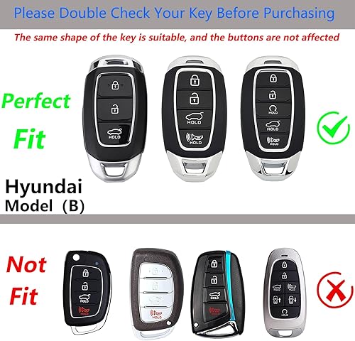 Miniatura 2 de Funda para llavero Hyundai con llavero, elegante y duradera funda de protección de aleación de zinc compatible con llave remota Elantra Palisade