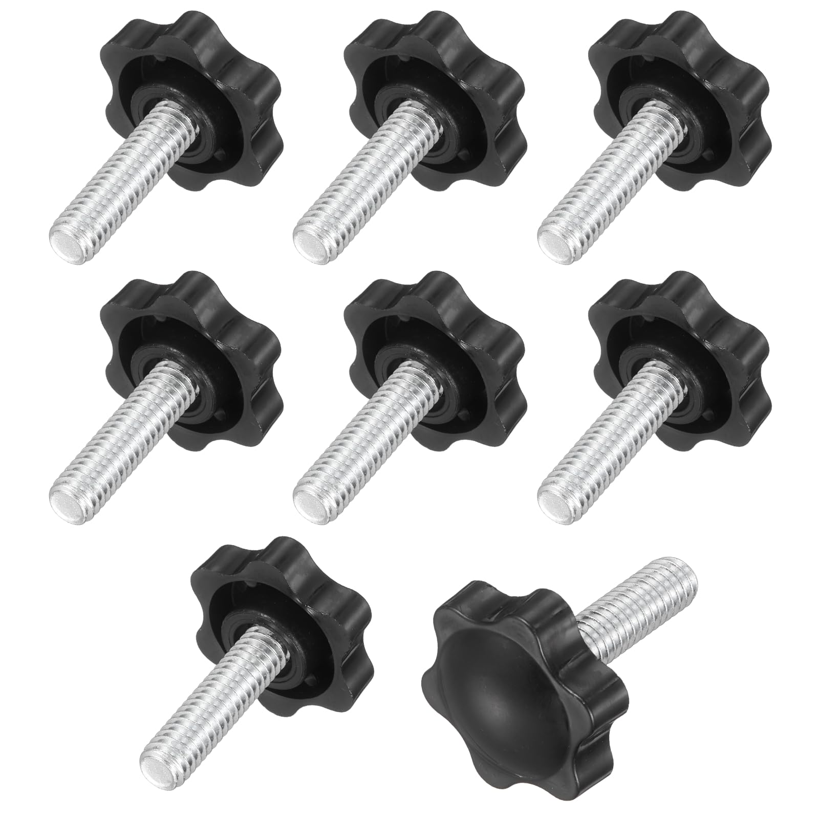 sourcing map 10Pcs 5/16"-18 Star Knobs, 1.1" Threaded Stud Plastic Male Clamping Knob Screw Hand Tightening Replacement Knob for Industrial Furniture Tools Jigs Clamps, Black