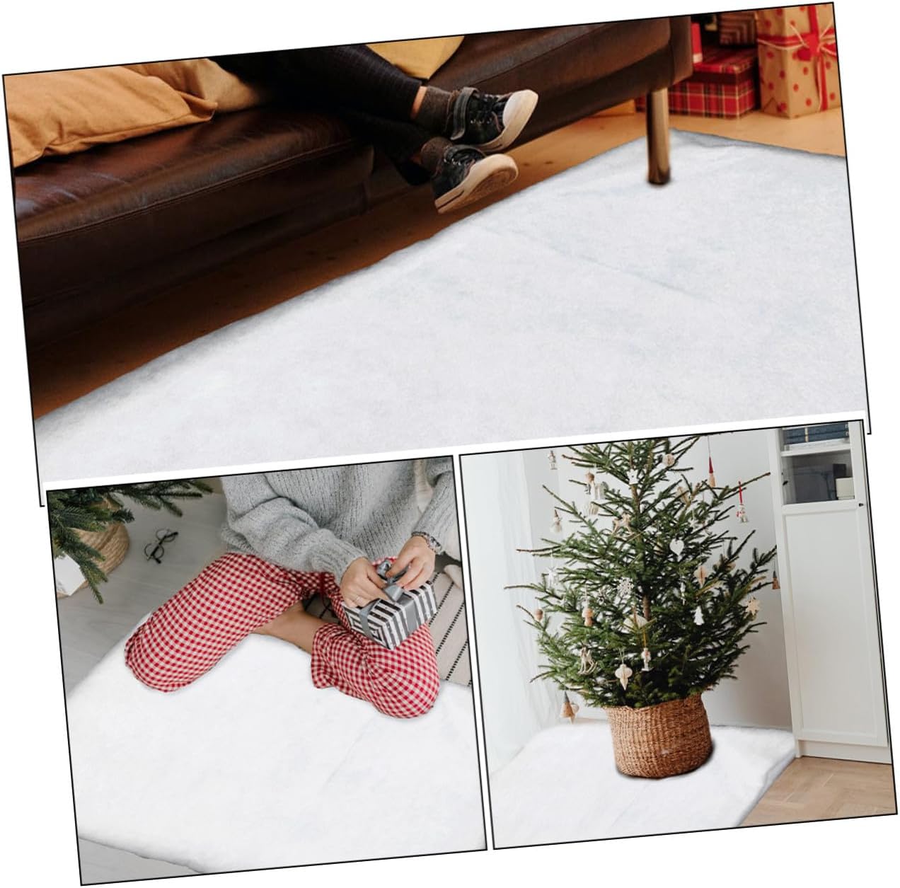 HANABASS Artificial Snow Blanket 2pcs 1.5x1m Thick White Faux Snow Sheet for Indoor Christmas Decoration Winter Village Display Home Holiday Scene