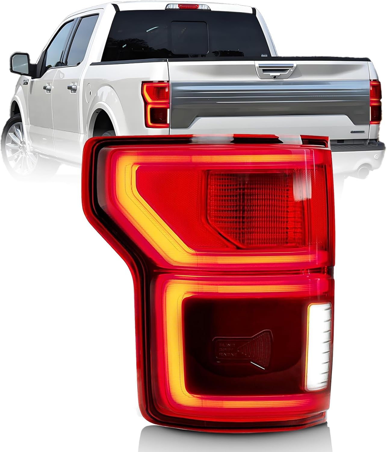 LED Tail Lights Compatible with Ford F150 2018-2020 W/Blind Spot Taillight Rear Driving Brake Lights Replace OEM# ‎KL3Z13405B JL3Z13405C, JL3Z13405F, KL3Z13405A (Module NOT Included) Left Side