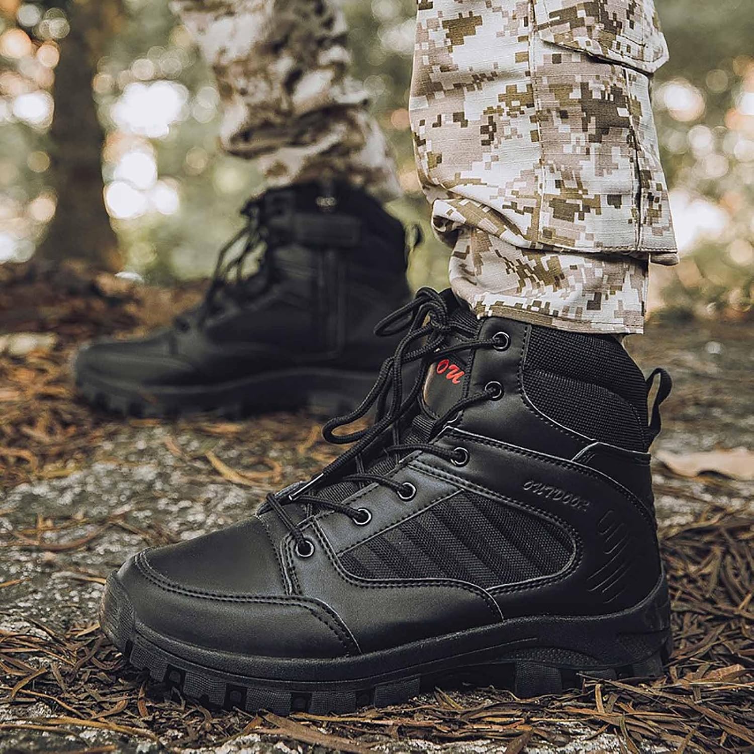CLSQLXYJZC Men's Waterproof Hiking Work Boots, Breathable Military Combat Desert Boots with Sports Socks Military Tactical Boots for Men Outdoor Army Boots