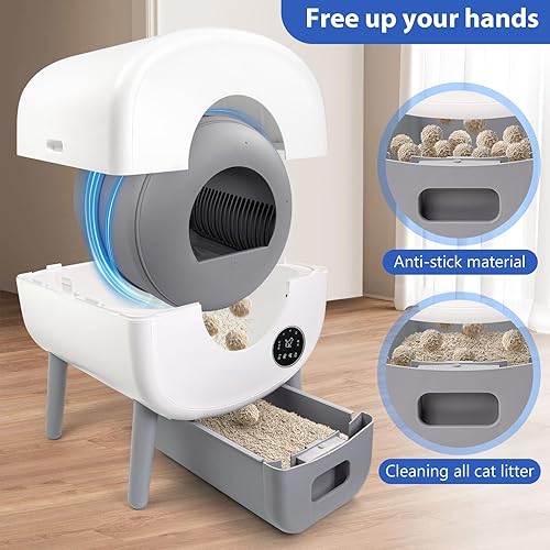 Miniatura 4 de Caja de arena autolimpiante para gatos, caja de arena automática para gatos de 95 L, autolimpieza para varios gatos, con control de aplicación,