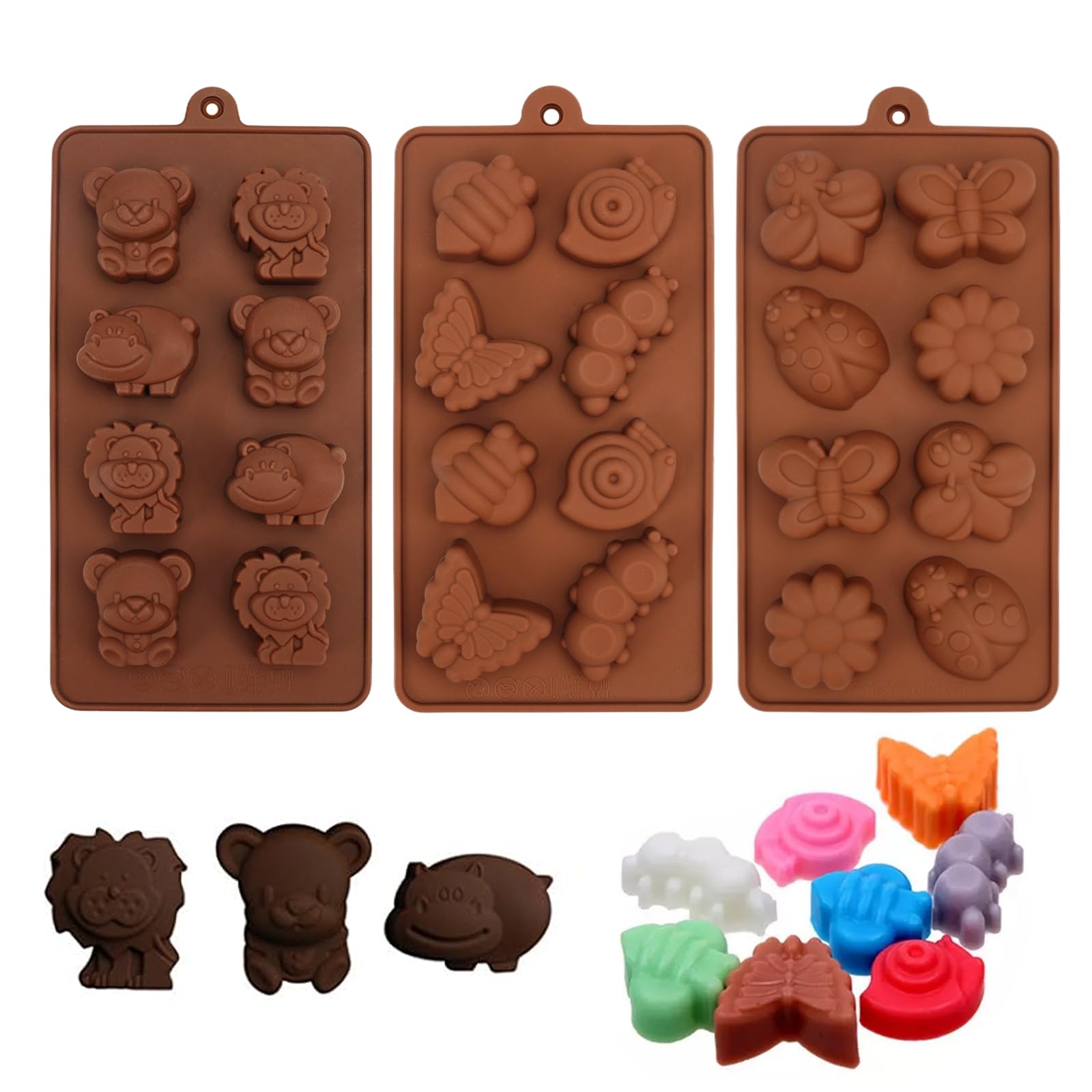FineGood Set Di 4 Stampi In Silicone Per Cioccolatini E Caramelle Gommose - 196 Cavità Totali, Antiaderenti, Con 4 Contagocce, Per Dolci, Ghiaccio E Saponi