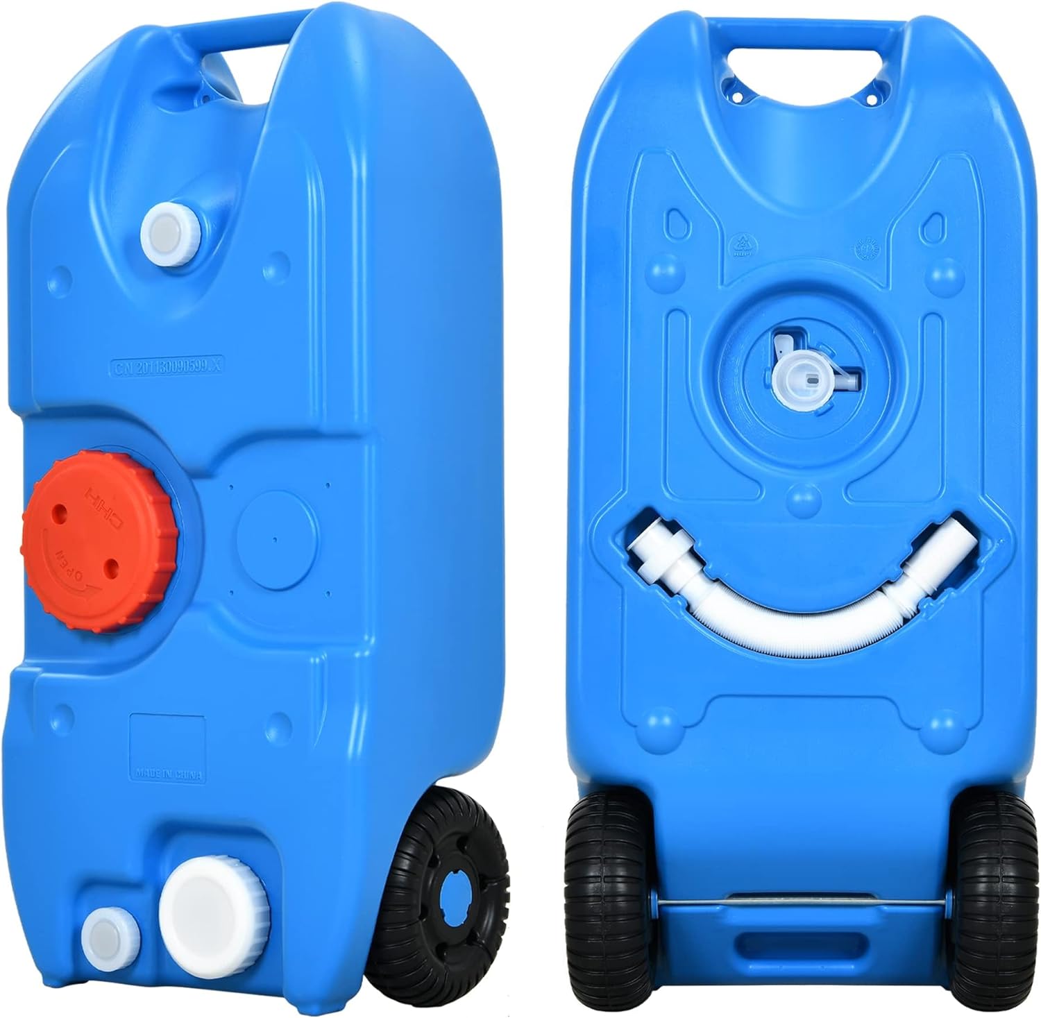 YITAHOME 10.6 Gallon Large Capacity Portable Water Holding Tank with Metal Handle Odorless Tote for Camper with Large Wheels, Filling Port, Hose, Faucet, Handles for Fast Empty & Easy Carry, Blue