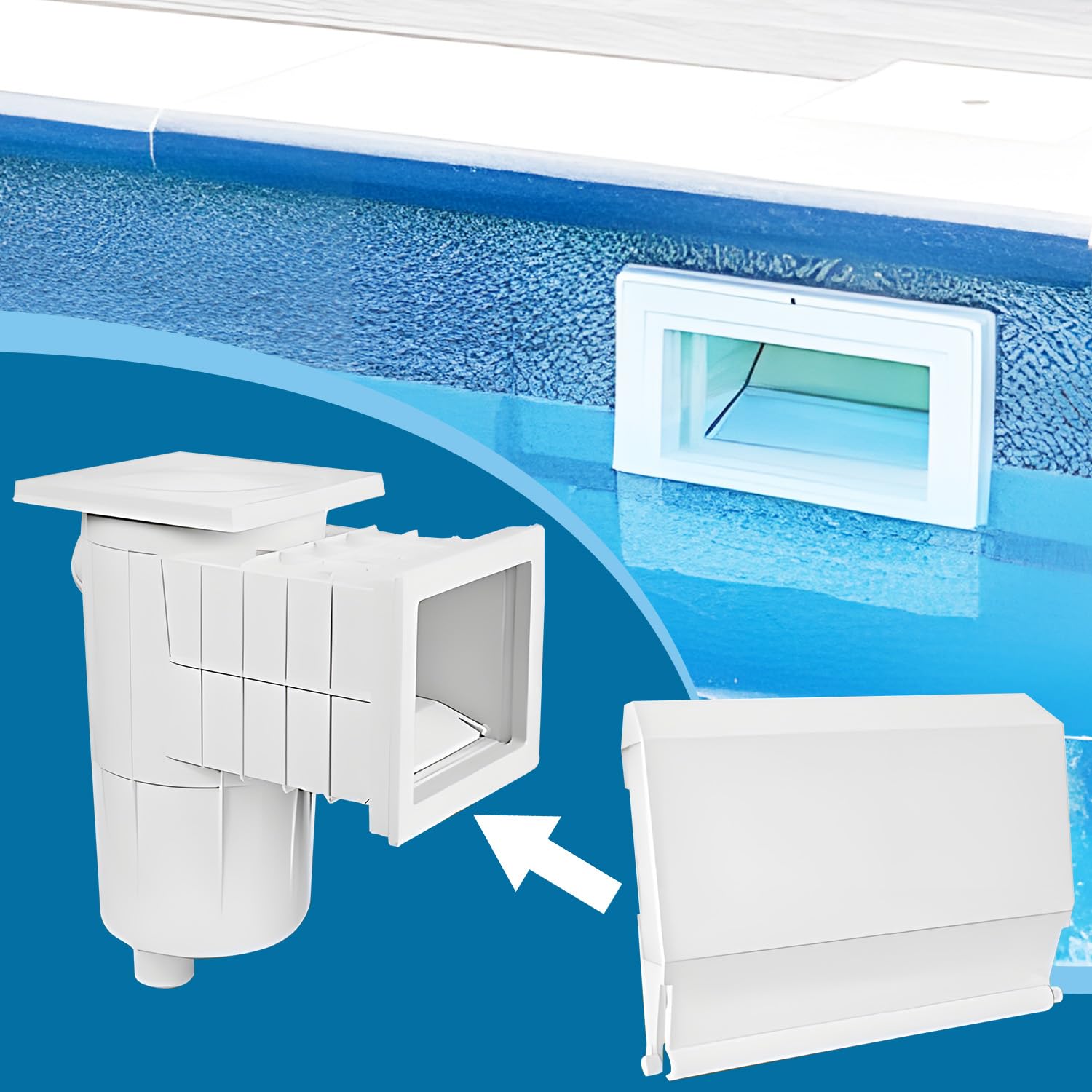 Buachois 2 Pièces Volet de Skimmer Piscine, 19.5 x 14 cm Piscine Filtre écumoire Porte Déversoir pour Skimmer, Déflecteur de Déversoir de Porte de Piscine, Piscine écumoire Clapet Porte pour Piscine