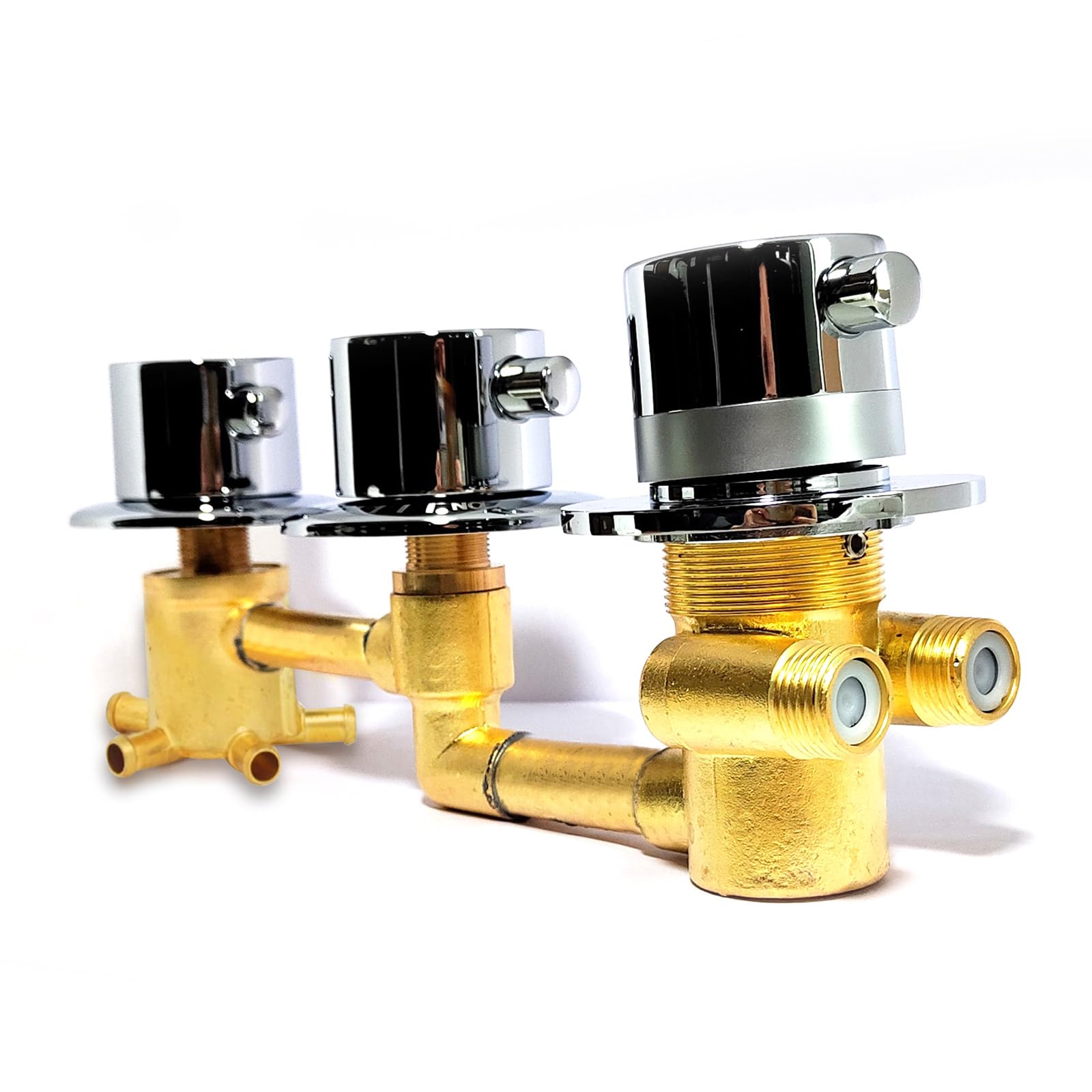 Deviatore doccia a 5 vie in ottone multifunzione Kit valvola di miscelazione per doccia a 3 maniglie Controllo del flusso Rubinetto doccia cromato per un lussuoso aggiornamento del bagno