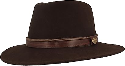Breiter Trekking Hat Felt 100% Wool Roll-Up Foldable and Waterproof Fedora Leather Trim Hat for Men and Women