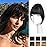 NAYOO Bangs Hair Clip - Brown Black Fake Bangs 100% Real Human Hair Extensions French Bangs for Women Fringe with Temples Hairpieces Curved Bangs for Daily Wear (Brown Black, French Bangs)