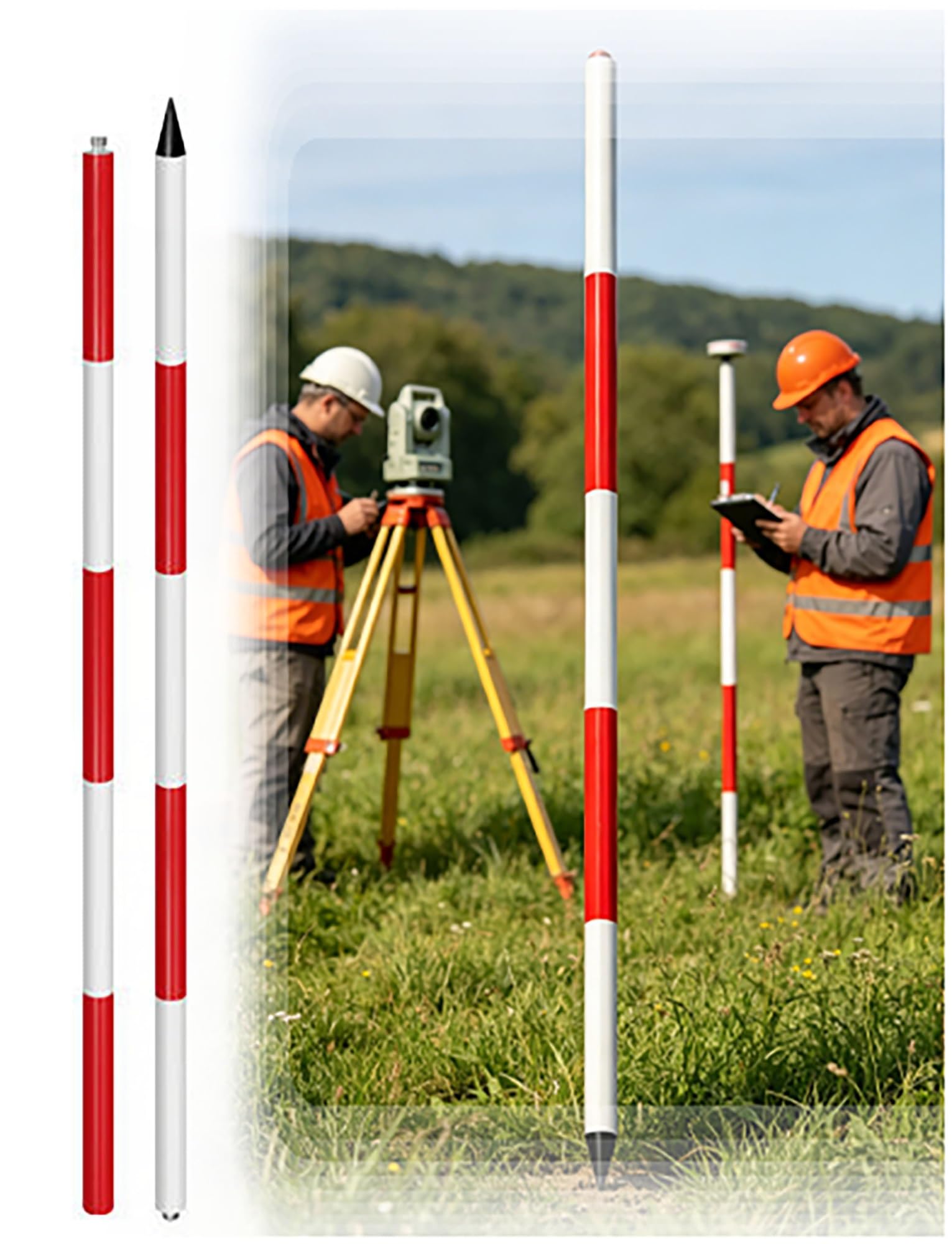 MRVAKDYDI Aluminum Survey Rod, Aluminum Survey Pole Grade Rod Multiple Sizes For Land Surveying Construction Water Well(16.4 ft)
