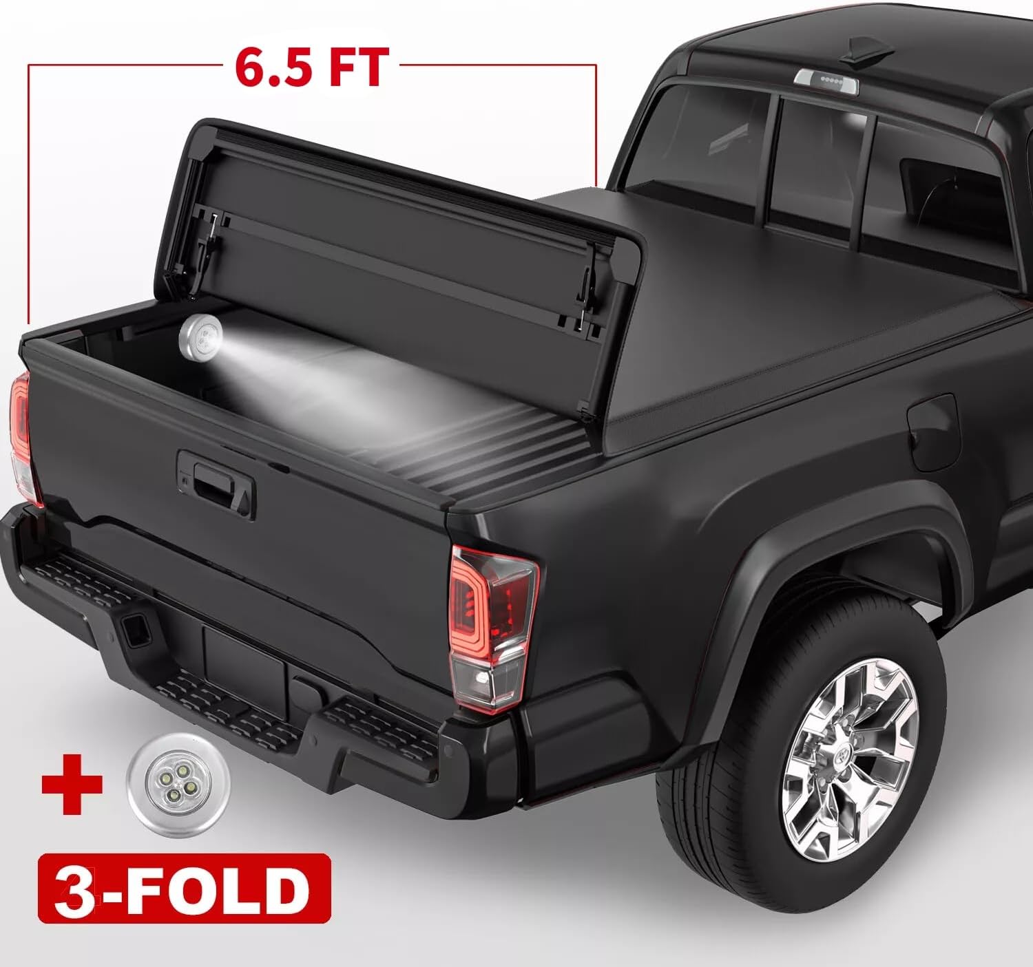 PENSUN Soft Tri-fold Truck Bed Tonneau Cover Compatible with 2009-2014 Ford F150 Bed Cover 6.5FT Bed