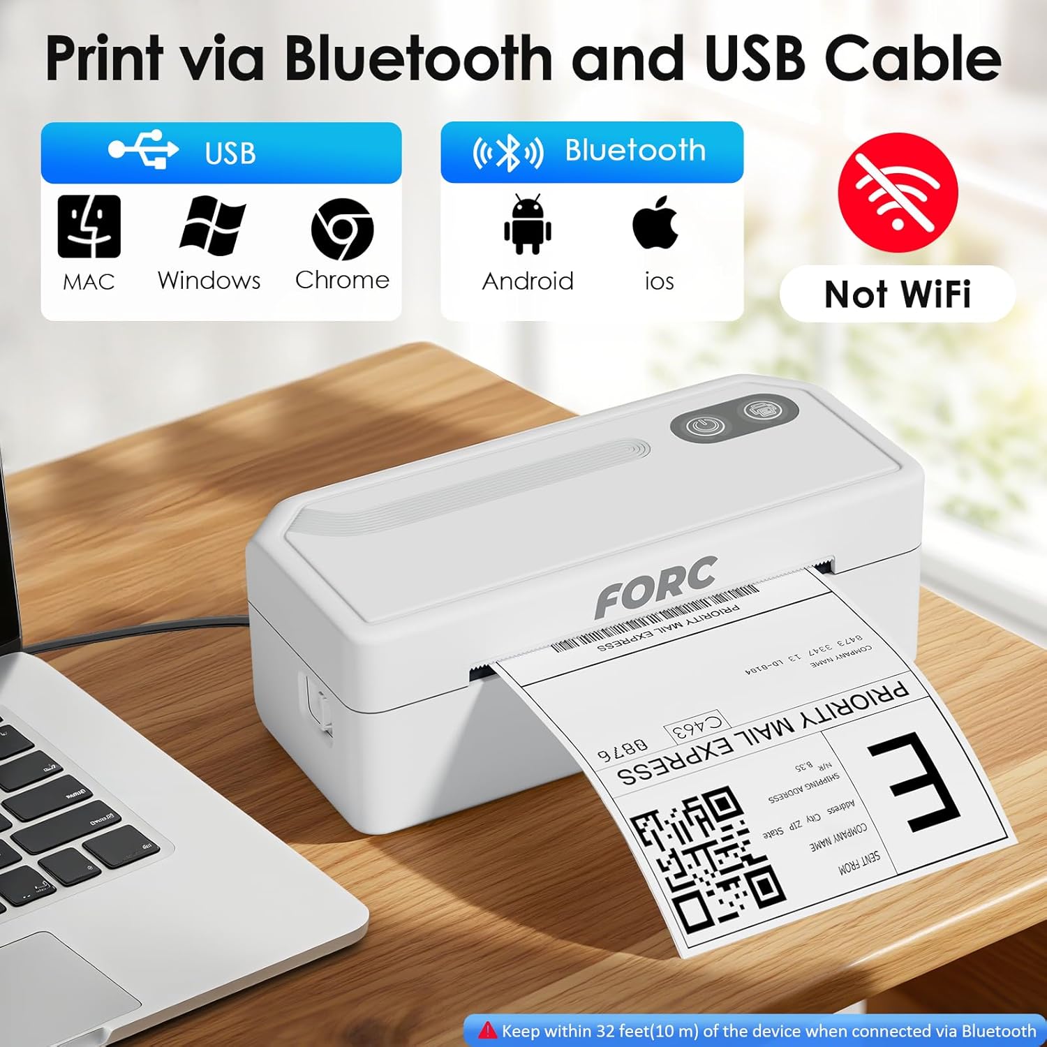 Forc Shipping Label Printer,4X6 Thermal Label Printer for Small Business & Office Package,Compatible with Android, iOS, Windows and Mac, Widely Used for Amazon,UPS,Etsy,USPS - Image 2