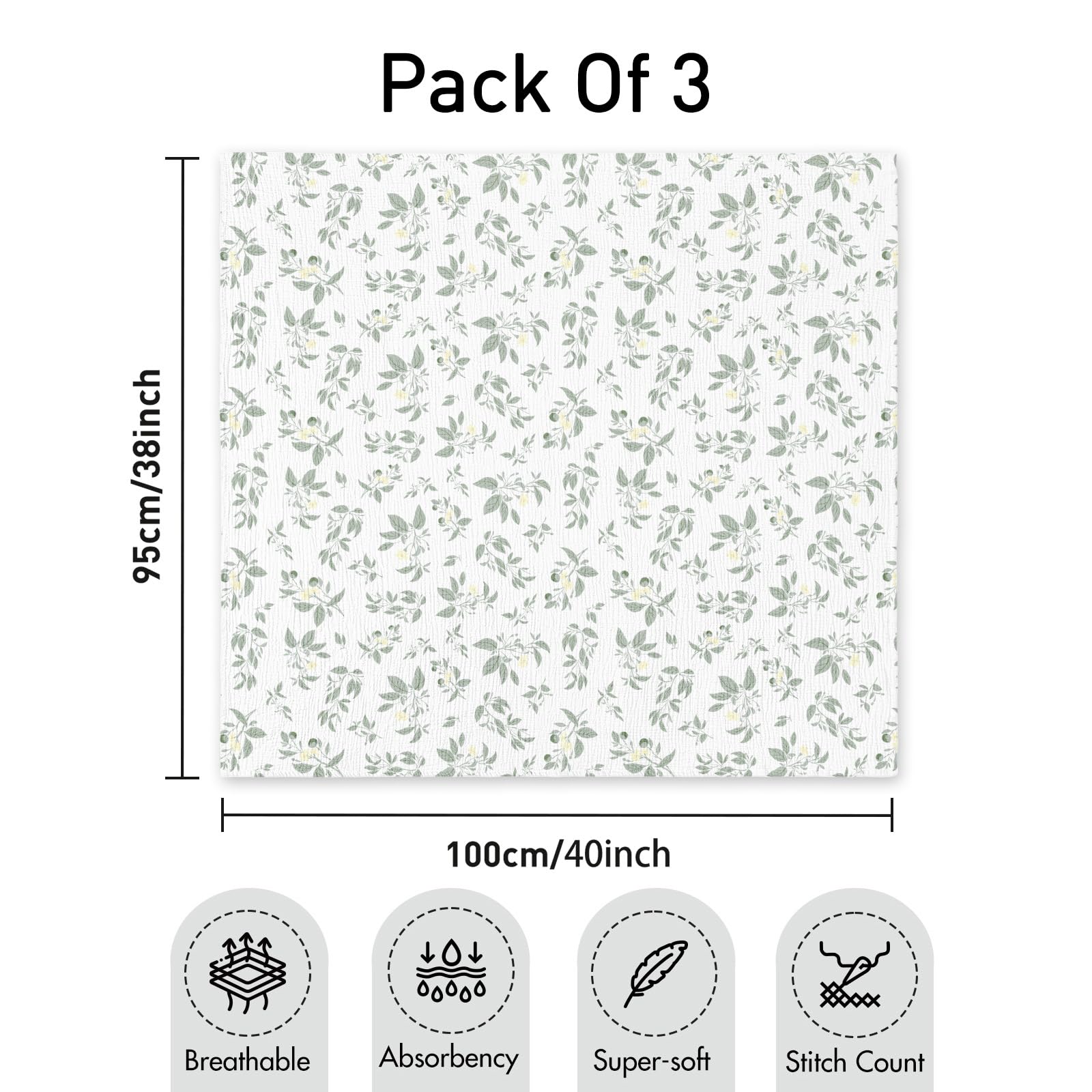 GLLQUEN BABY Baby Blankets for Newborn Soft 3 Pack, Muslin Cotton Baby Boy or Girl Blanket 95x100cm - Image 2