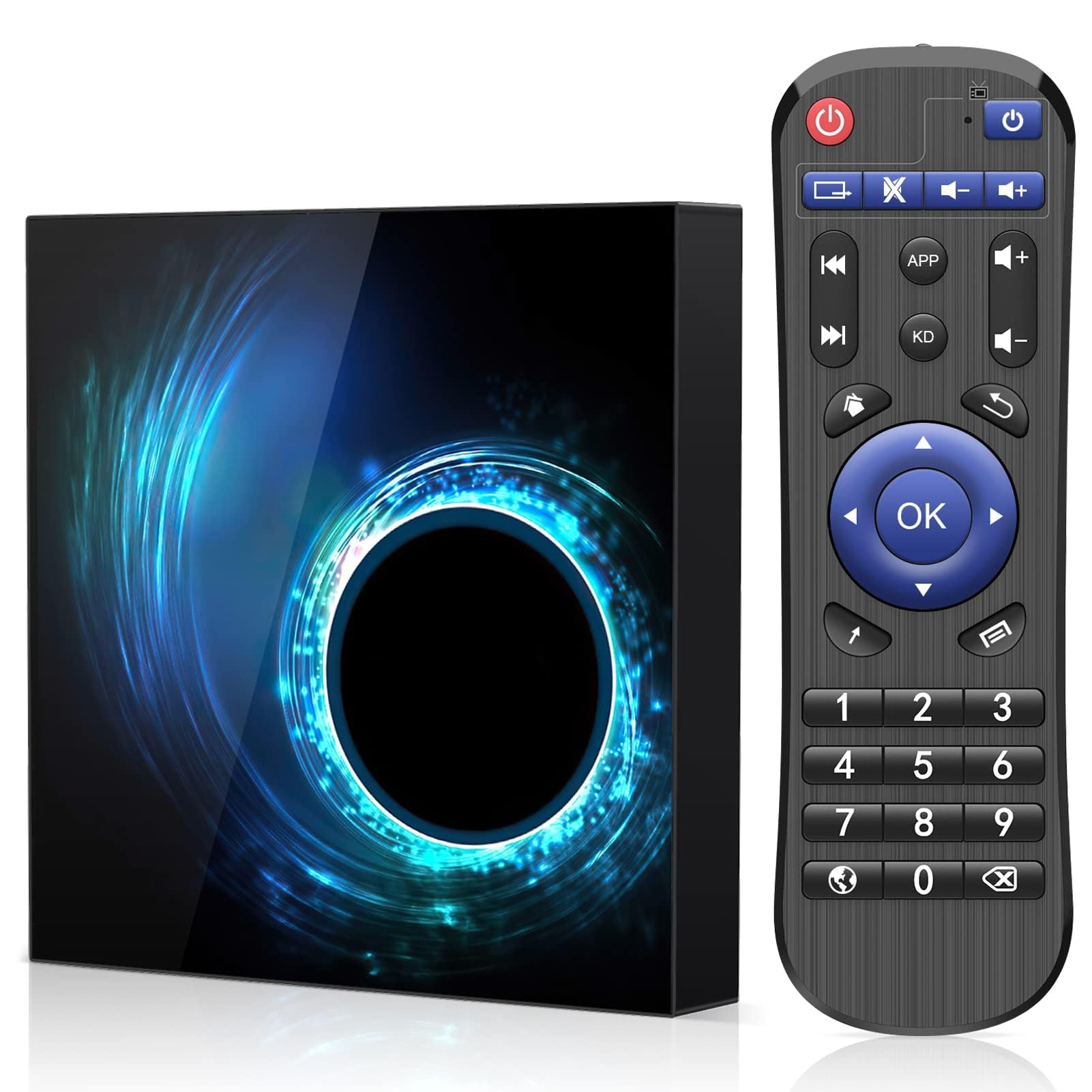 Android TV Box 10.0, Android Box 4GB RAM 32GB ROM Quad-Core Arm Cortex-A53 Con WiFi 2.4G/5.0G Ethernet 10/100M 6k HD Boitier TV Android