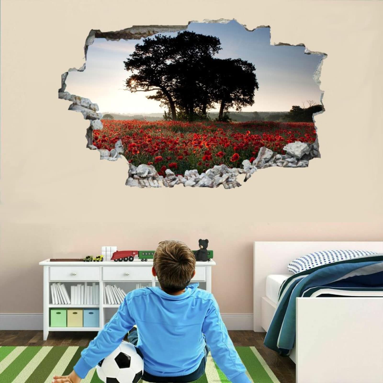 Autocollants De Décoration Murale 3D Écrasés Arbre Autocollant Mural Fleur Tatouage Mural Pour Chambre D'Enfant Chambre De Bébé Salle De Bain Salon Décoration D'Intérieur 80x120cm