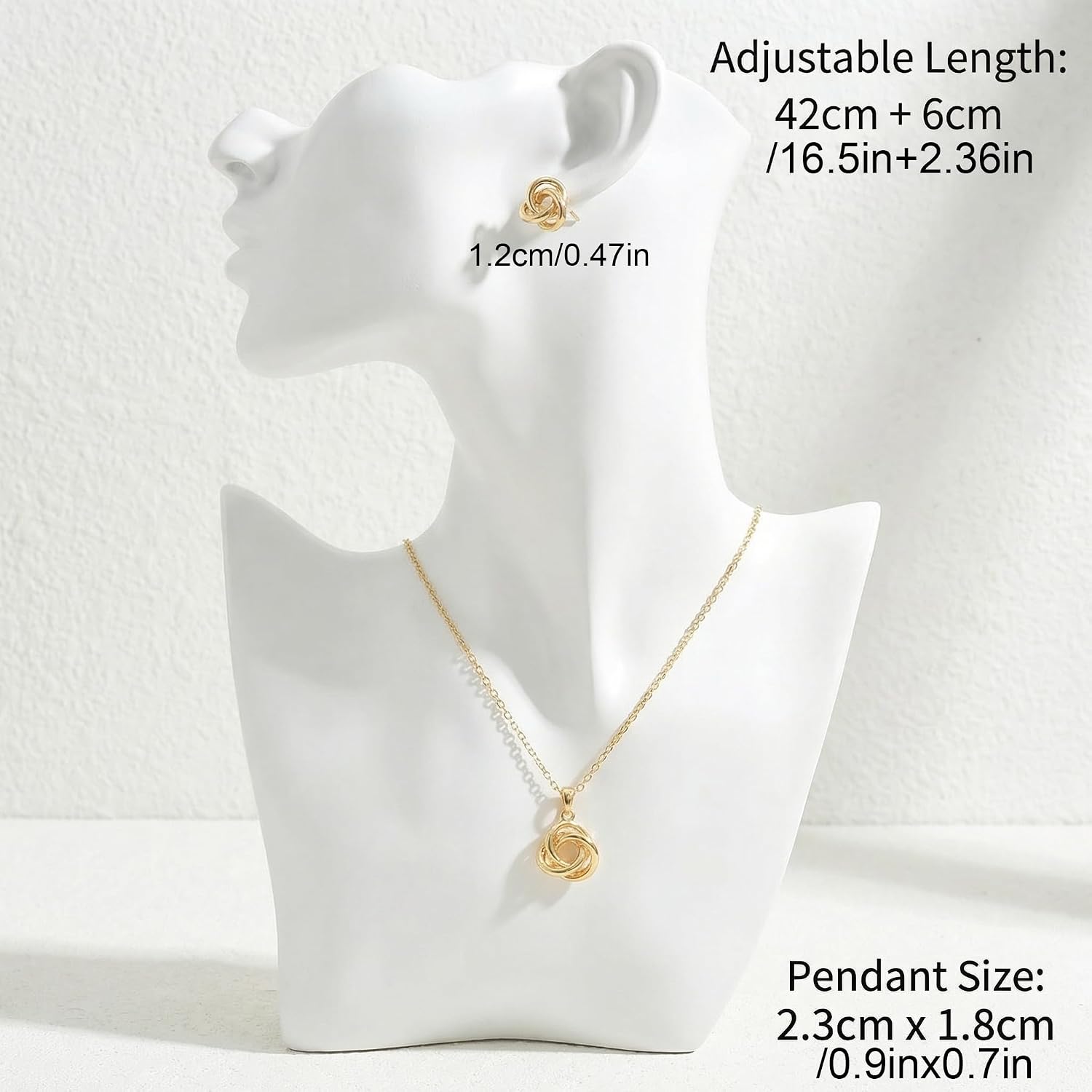 Elegant Dainty Gold Jewelry Set Featuring Premium Love Knot Necklace and Studs Plated Minimalist Jewelry for Women Offering Tarnish-Free Daily Wear image 2