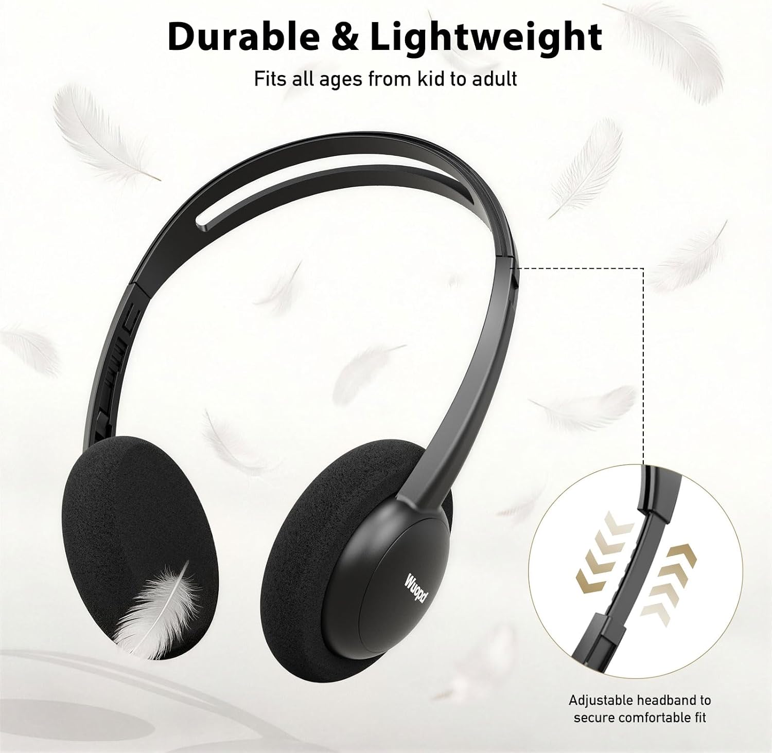USB-C Wired on-Ear Headphones with Microphone & in-Line Control, Comfort Foam Pads, Adjustable Headband for Kids, Teens, Adults, Compatible with Type-C Phone, Tablet, Laptop, PC