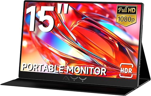 AYY Monitor portátil para portátil de 15 pulgadas, FHD 1080P USB-C HDMI, monitor de viaje externo para computadora, segunda pantalla, HDR IPS,